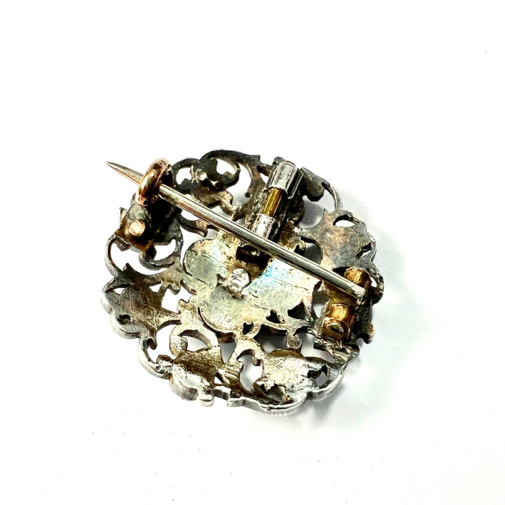 Antique Austro Hungarian Victorian Turquoise Silver Brooch View IV