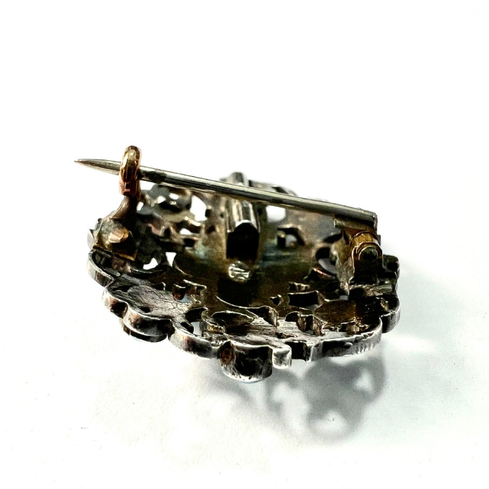 Antique Austro Hungarian Victorian Turquoise Silver Brooch View V