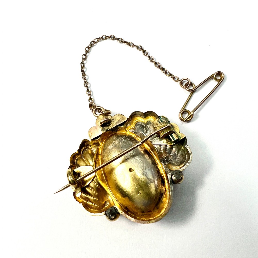 Victorian 15CT Gold Chrysoberyl Triple Teardrop Brooch View VI