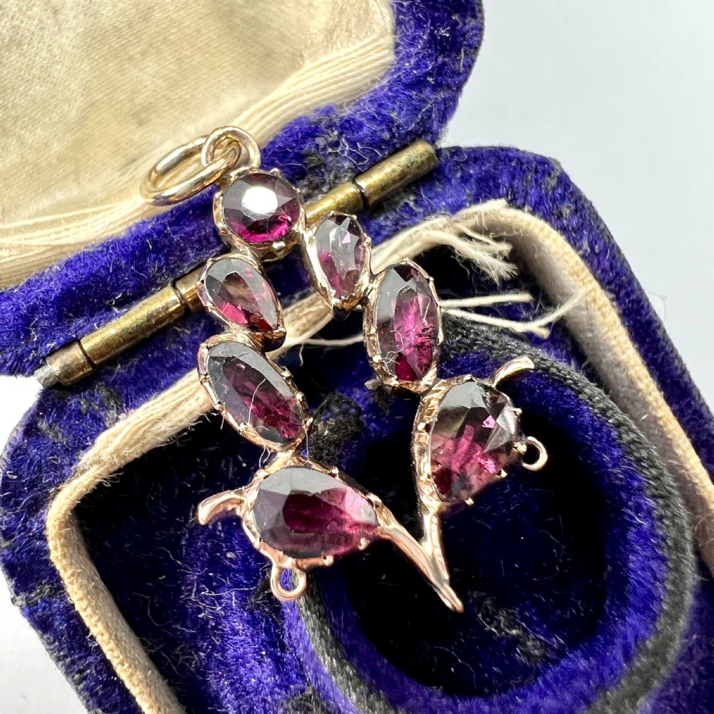 Georgian Garnet 9CT Gold Pendant Conversion View II