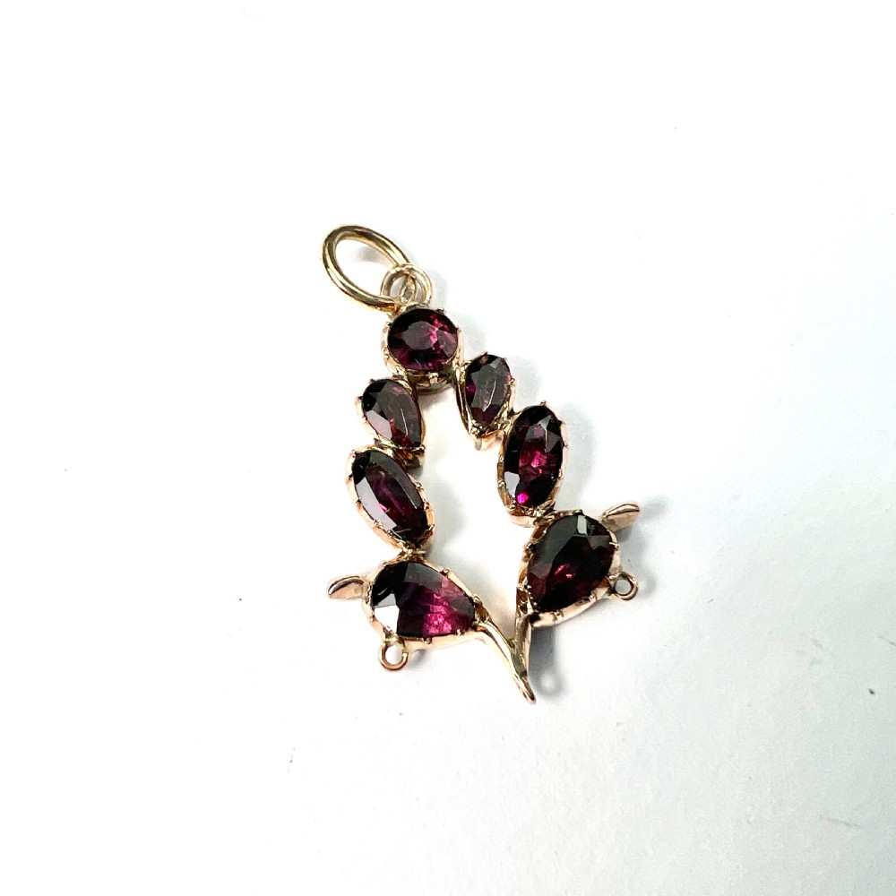 Georgian Garnet 9CT Gold Pendant Conversion View IV
