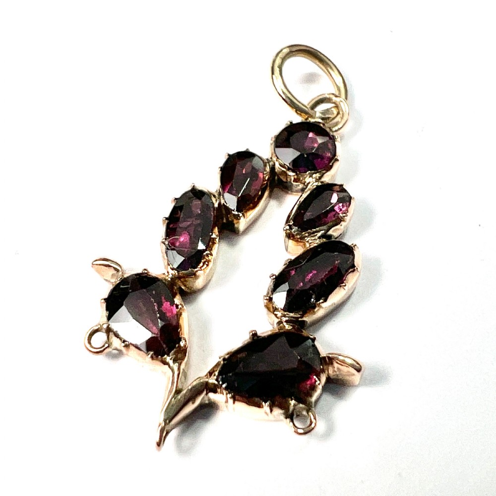 Georgian Garnet 9CT Gold Pendant Conversion View V