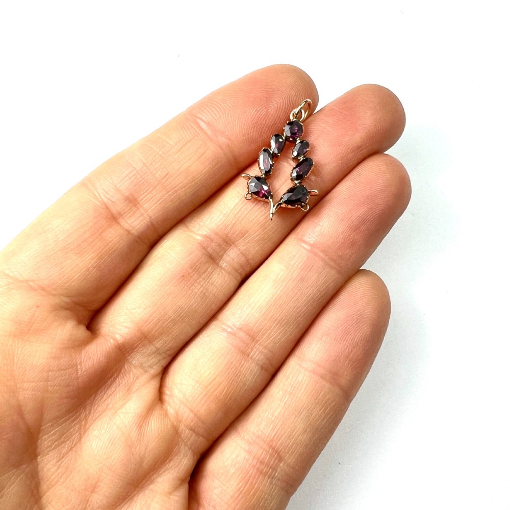 Georgian Garnet 9CT Gold Pendant Conversion View VIII