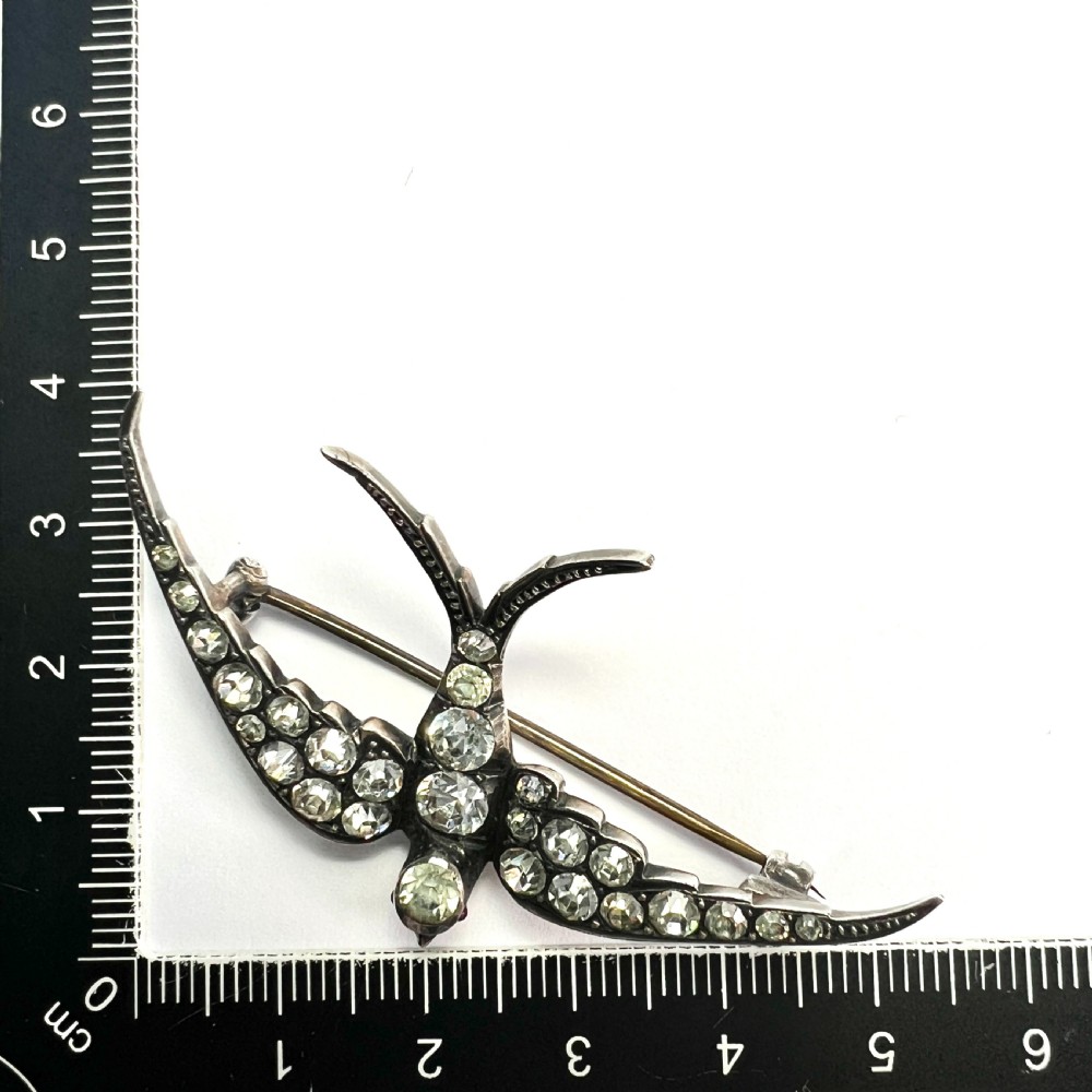 Large Victorian Silver Paste Swallow Brooch View VIII