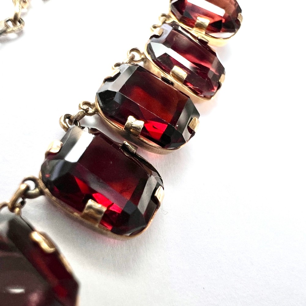 Vintage Garnet 9CT Gold Riviere Chain Necklace View II