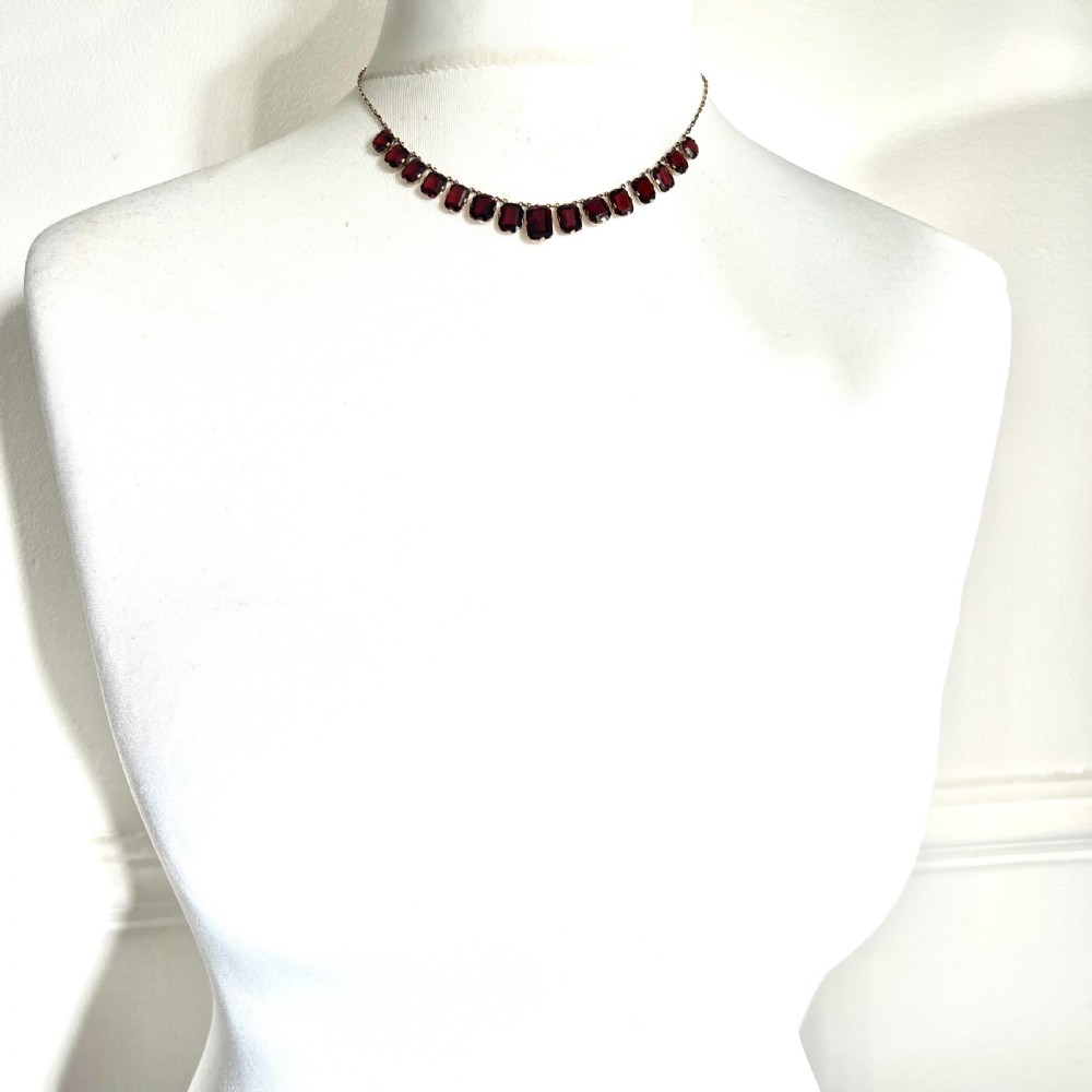 Vintage Garnet 9CT Gold Riviere Chain Necklace View IV