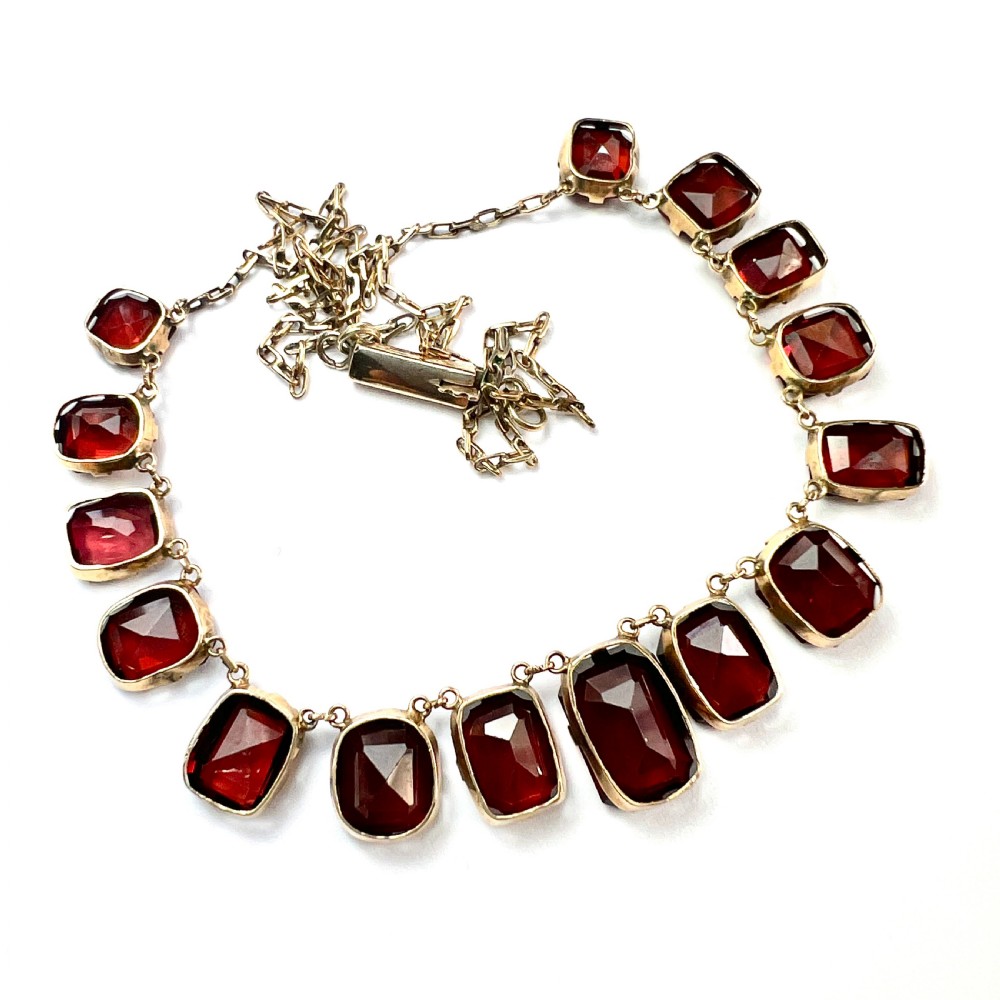 Vintage Garnet 9CT Gold Riviere Chain Necklace View VI