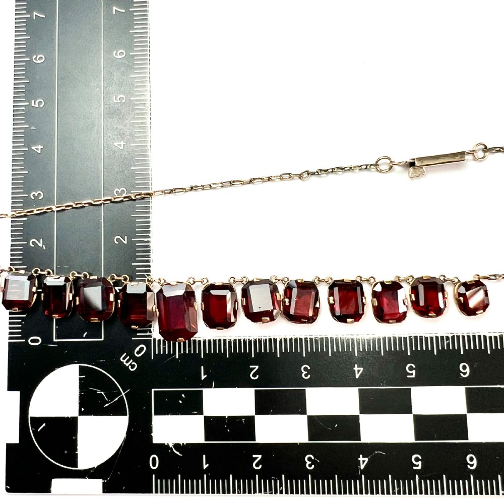Vintage Garnet 9CT Gold Riviere Chain Necklace View VII
