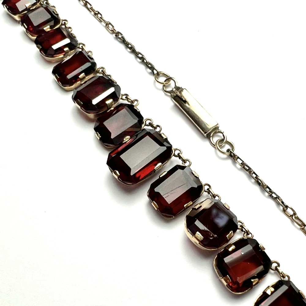Vintage Garnet 9CT Gold Riviere Chain Necklace View VIII