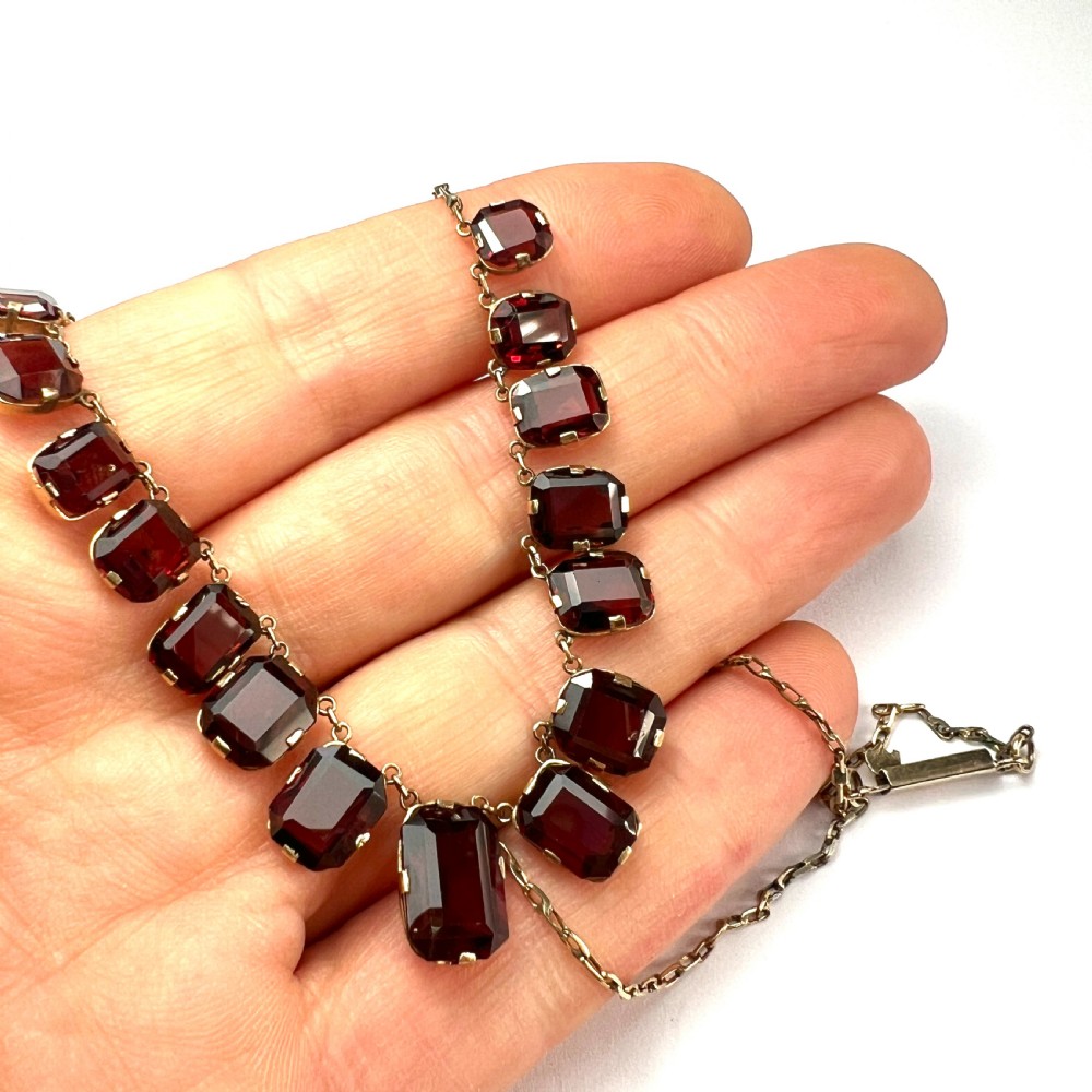 Vintage Garnet 9CT Gold Riviere Chain Necklace View IX