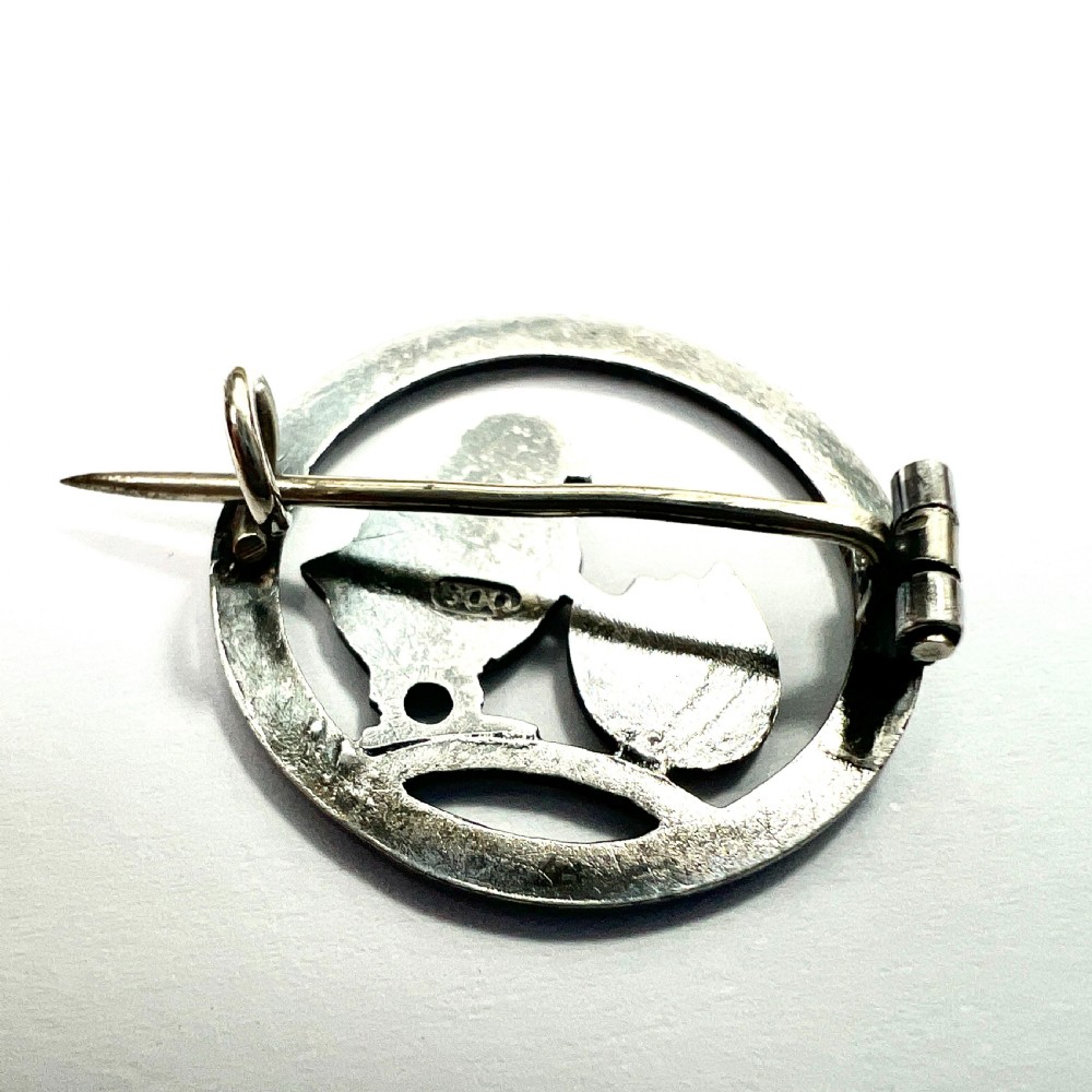 Edwardian Silver Enamel Chick and Egg Easter Brooch View IV