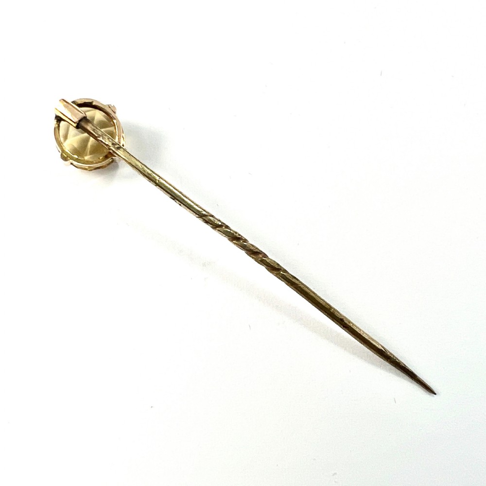 Antique Citrine Solitaire Stick Pin 9CT Gold View II