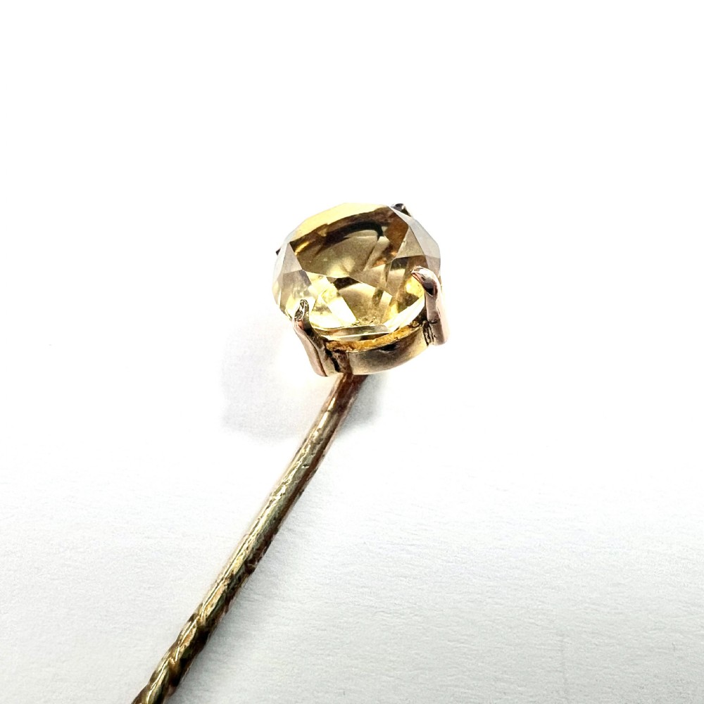 Antique Citrine Solitaire Stick Pin 9CT Gold View III