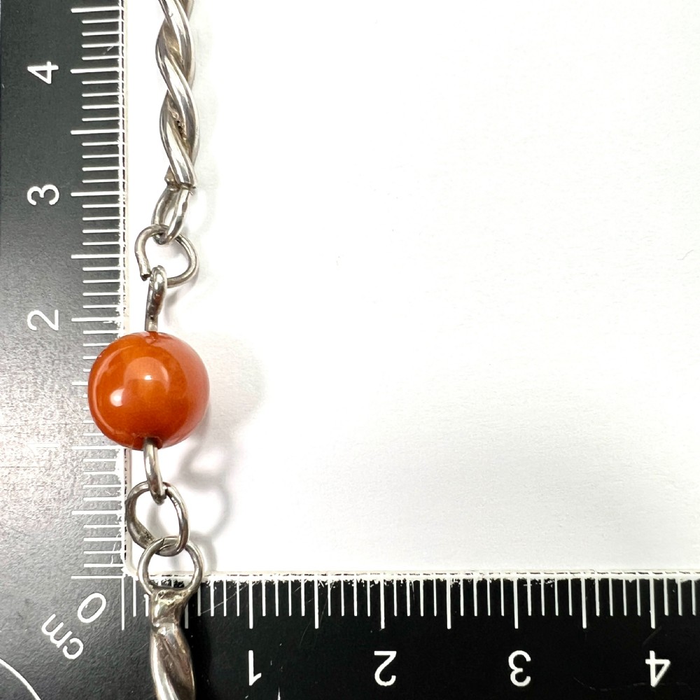Antique Arts and Crafts Silver Amber Station Necklace View VI