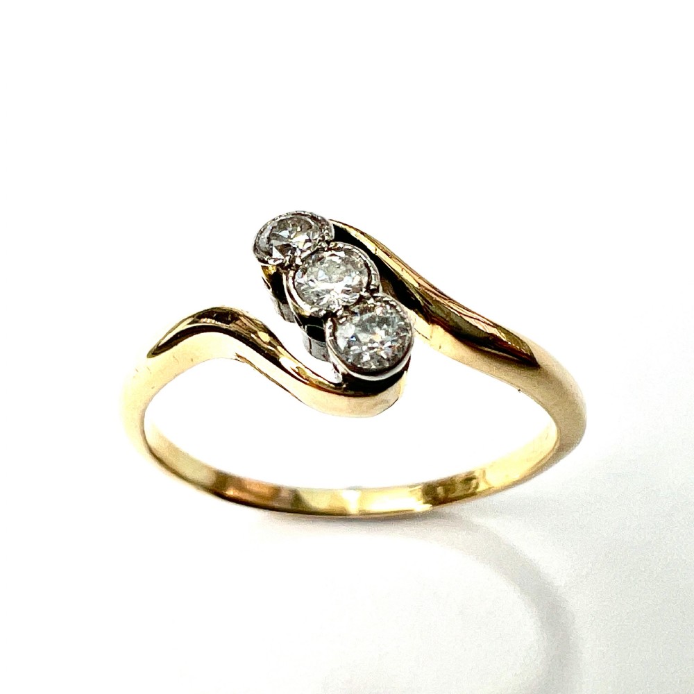 Vintage 18CT Gold Three-Stone Diamond Ring View II