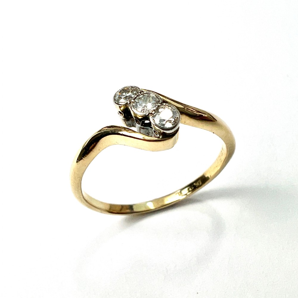 Vintage 18CT Gold Three-Stone Diamond Ring View III