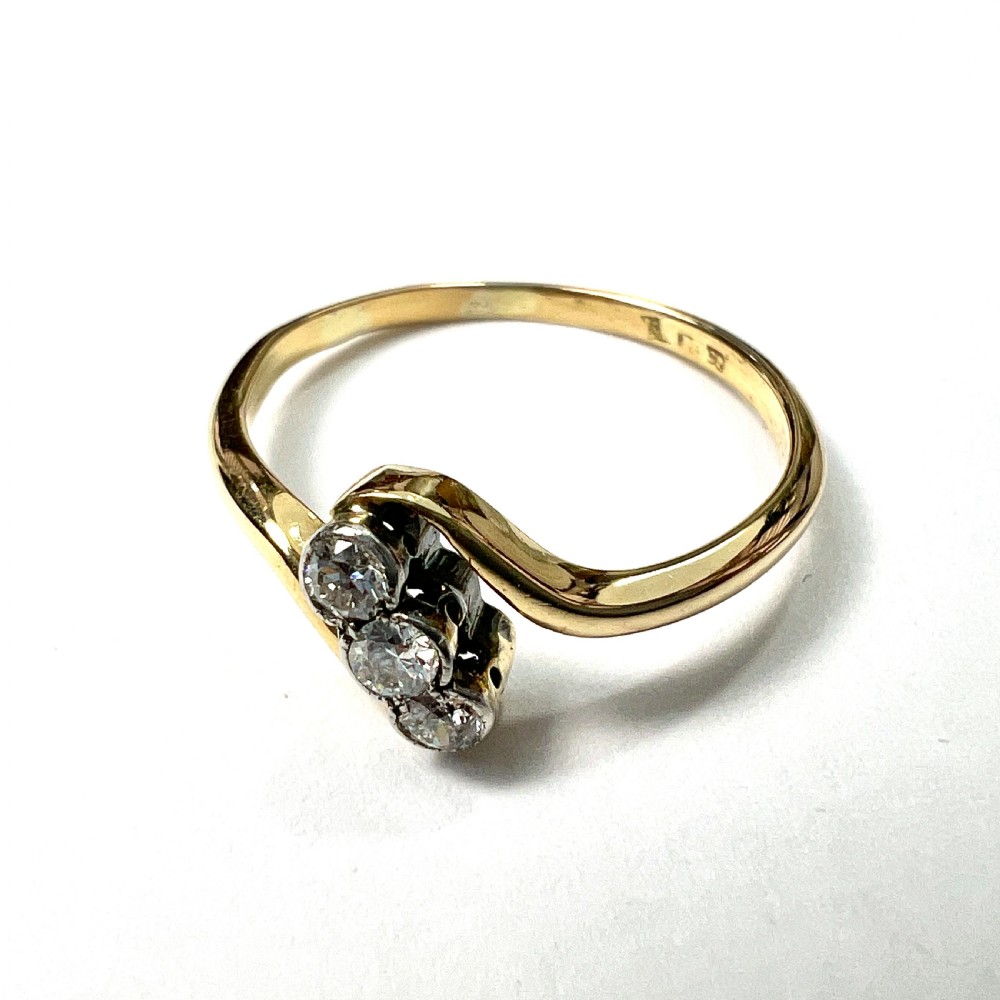Vintage 18CT Gold Three-Stone Diamond Ring View IV