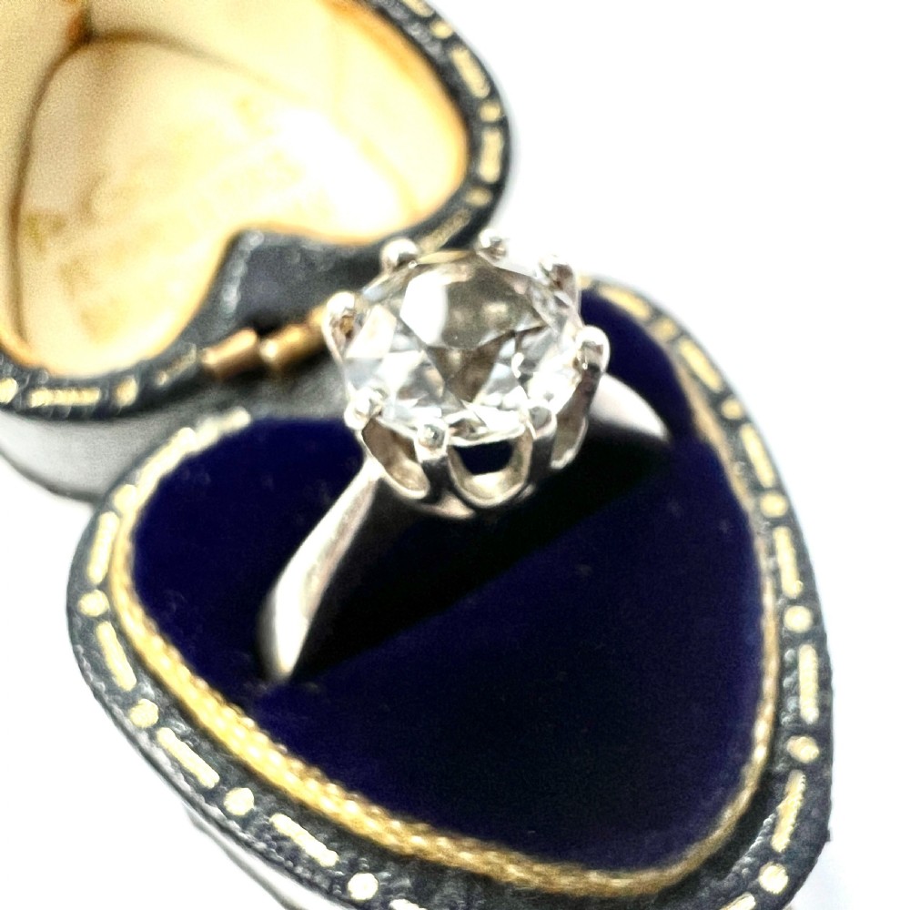 Art Deco 935 Silver Rock Quartz Solitaire Ring View II