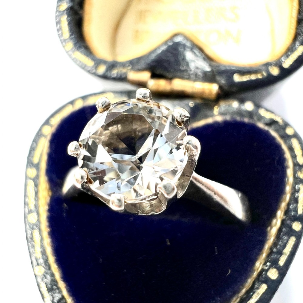 Art Deco 935 Silver Rock Quartz Solitaire Ring View III