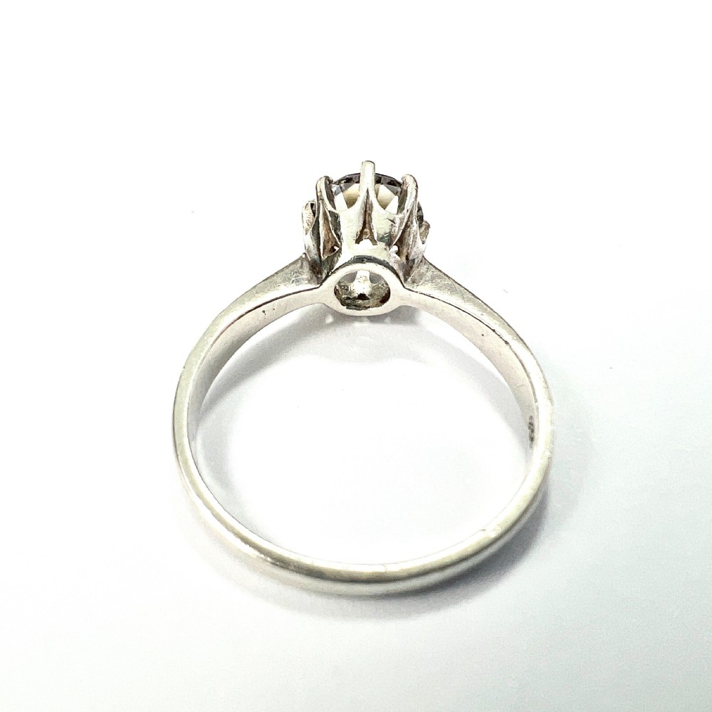 Art Deco 935 Silver Rock Quartz Solitaire Ring View VI