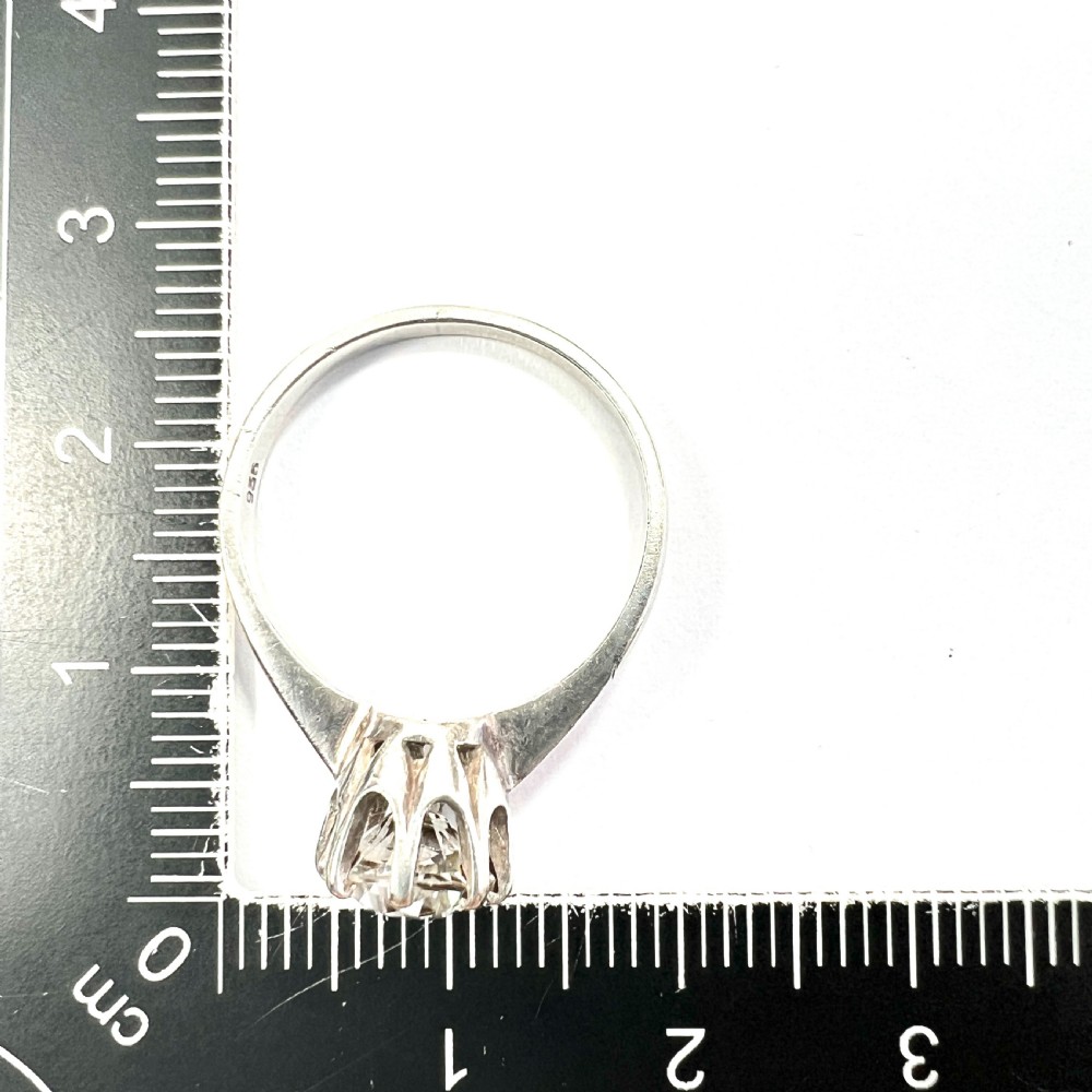Art Deco 935 Silver Rock Quartz Solitaire Ring View VII