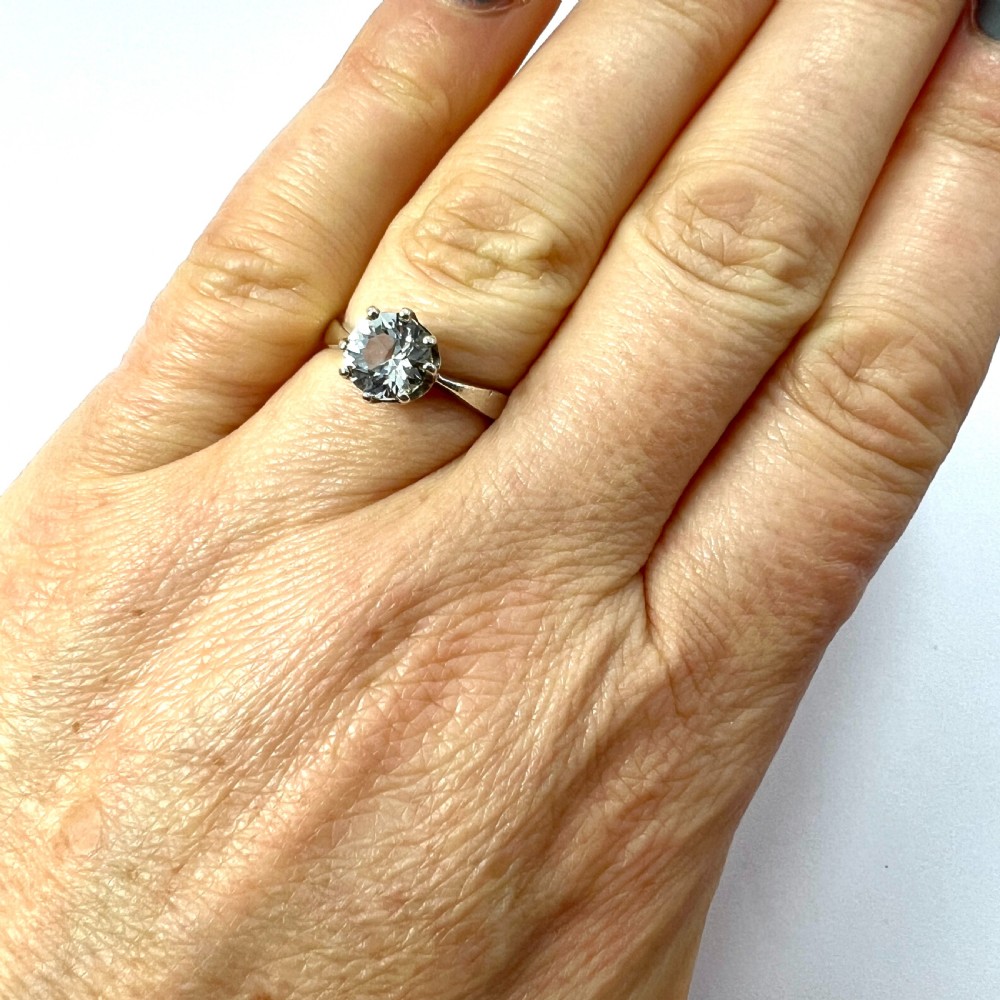 Art Deco 935 Silver Rock Quartz Solitaire Ring View VIII