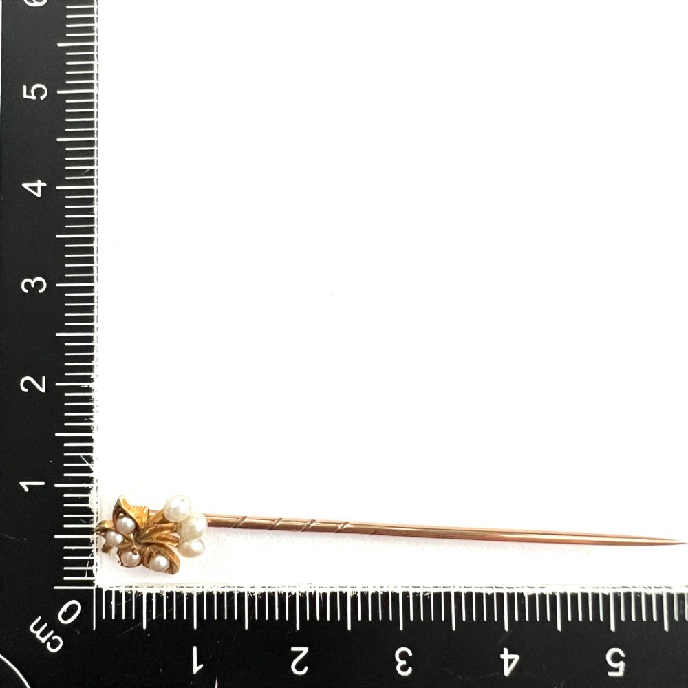 Boxed Antique 15CT Gold Pearl Cherries Stick Pin View VI