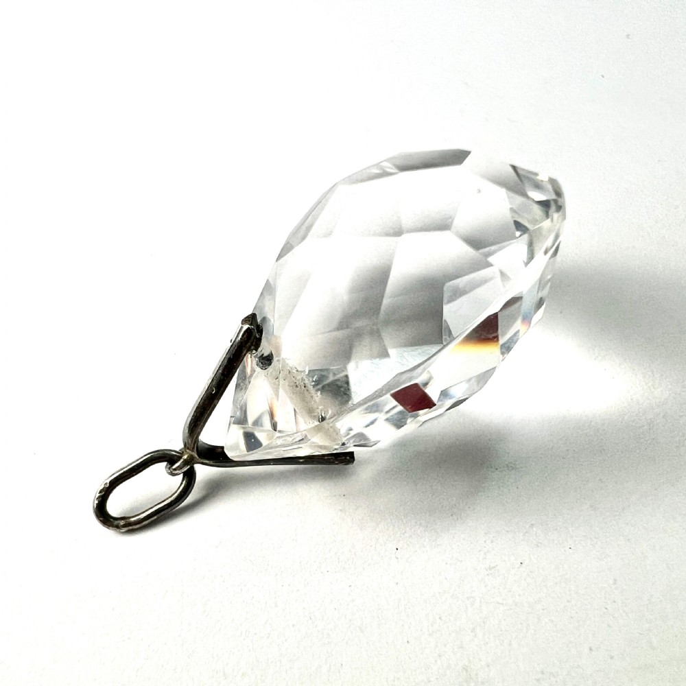 Arts and Crafts Art Deco Rock Crystal Silver Teardrop Pendant View IV