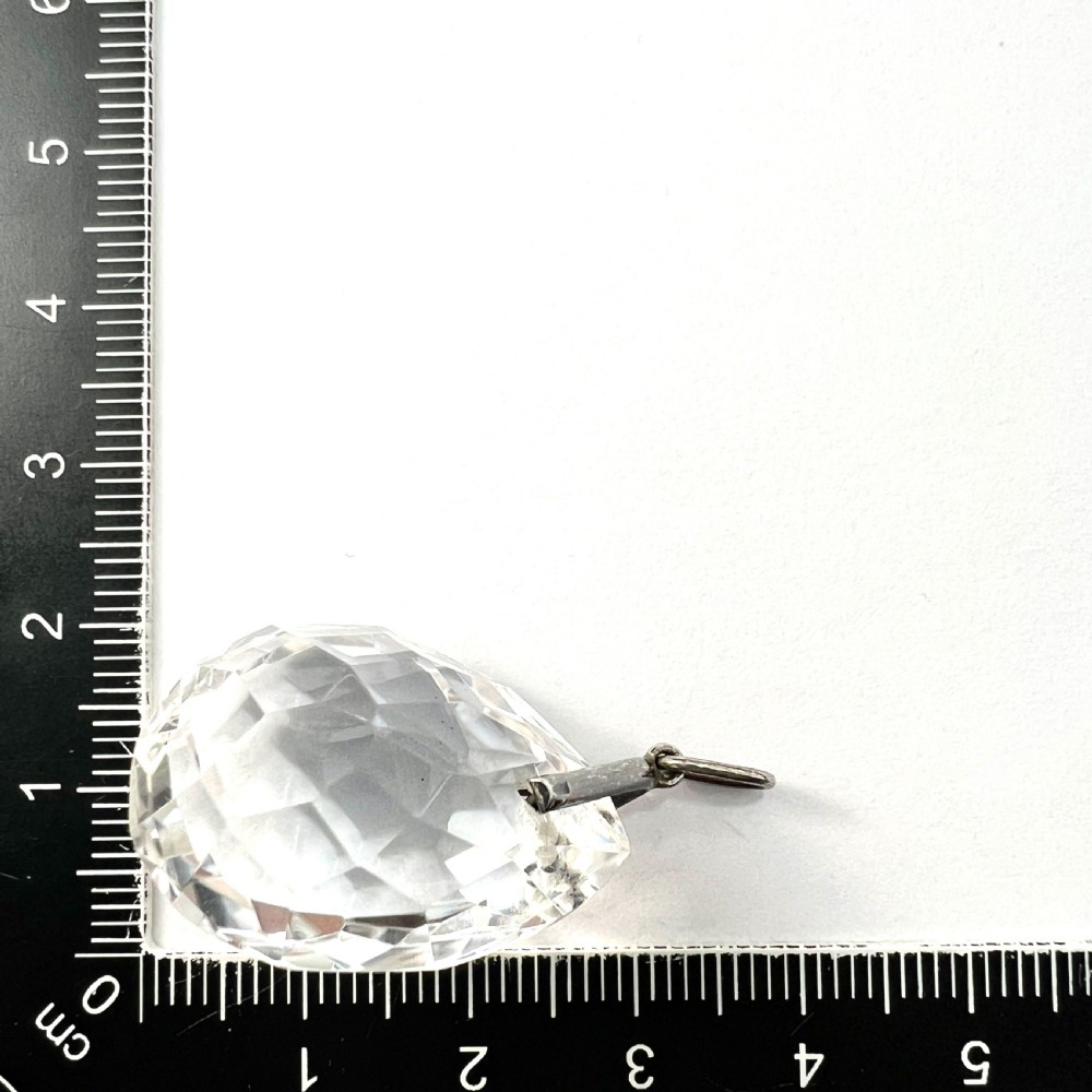 Arts and Crafts Art Deco Rock Crystal Silver Teardrop Pendant View VI