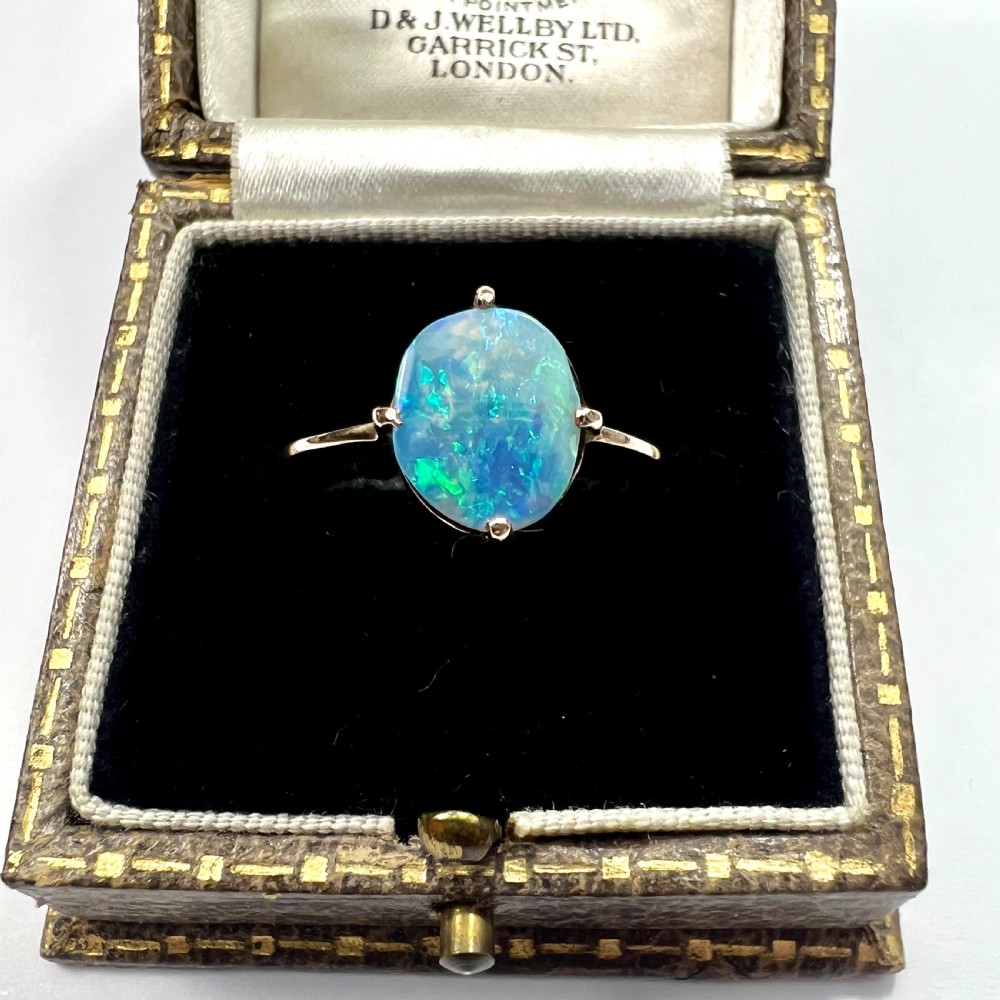 RESERVED for J • Vintage Fiery Opal Solitaire 9CT Gold Ring