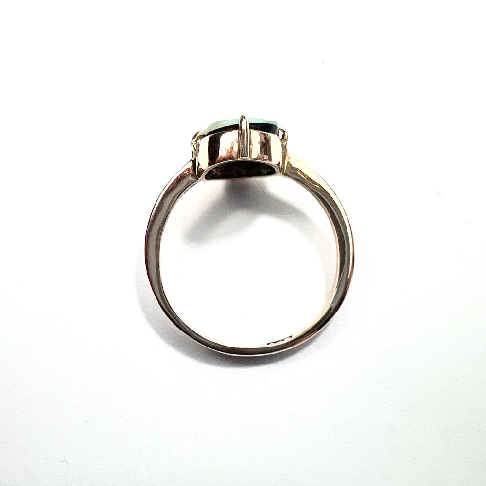 RESERVED for J • Vintage Fiery Opal Solitaire 9CT Gold Ring View VI