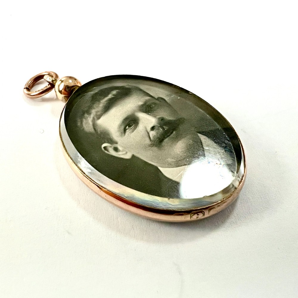 1905 Edwardian 9CT Rose Gold Photograph Locket Pendant View IV