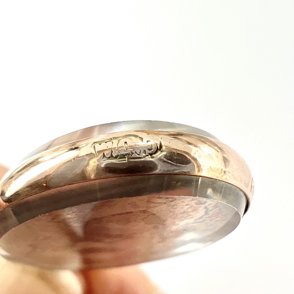 1905 Edwardian 9CT Rose Gold Photograph Locket Pendant View VI