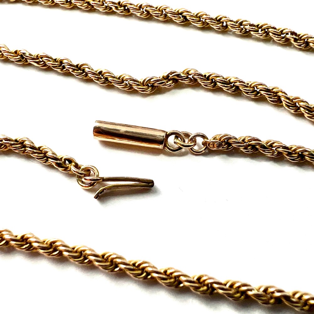 Edwardian 9CT Gold Rope Twist Chain Necklace View IV