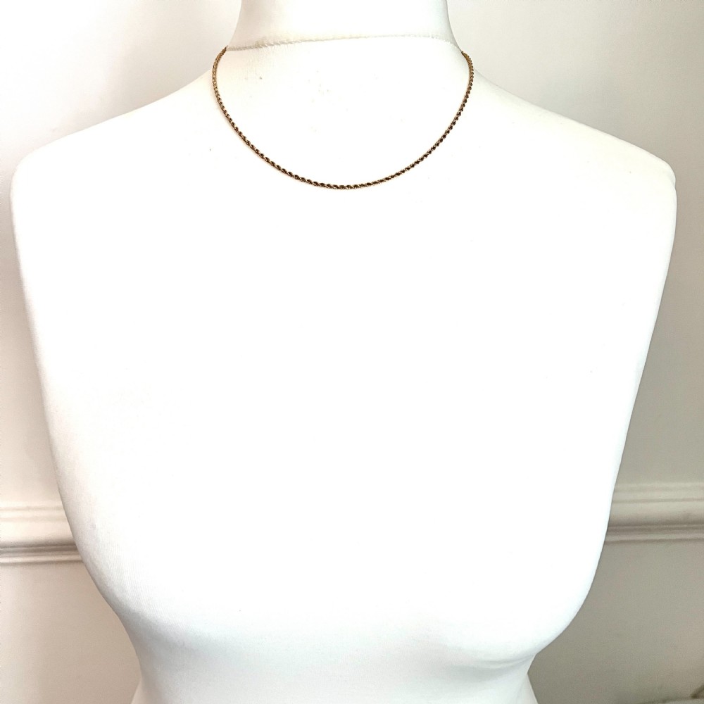 Edwardian 9CT Gold Rope Twist Chain Necklace View V