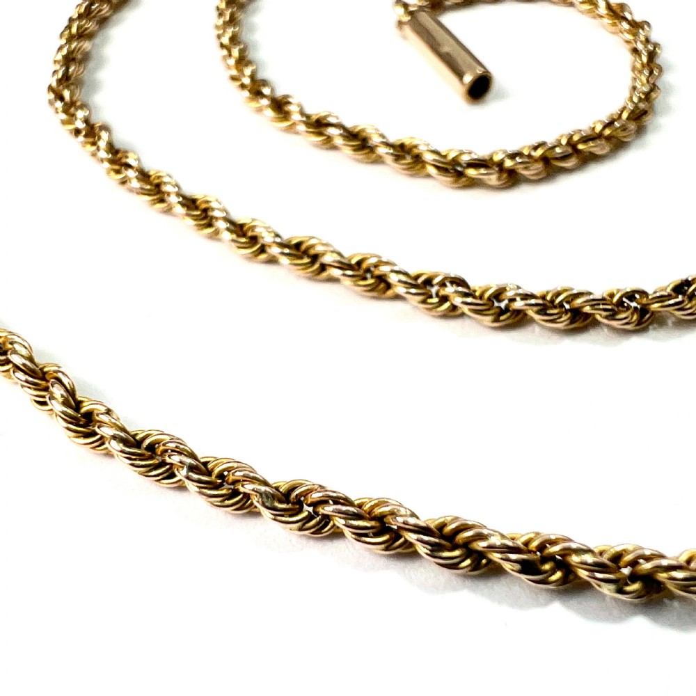 Edwardian 9CT Gold Rope Twist Chain Necklace View VI