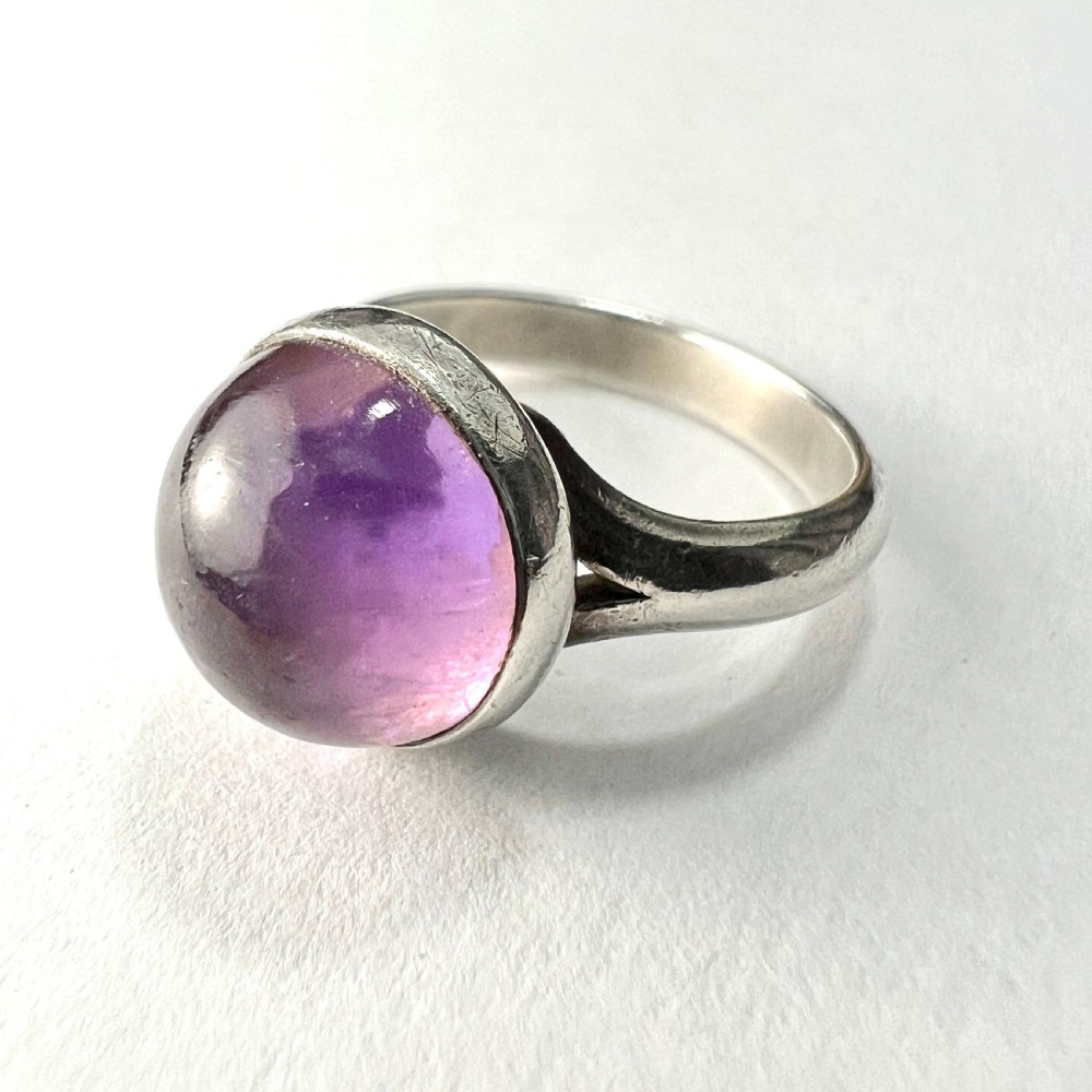 Vintage Amethyst Modernist Silver Ring by Niels Erik From
