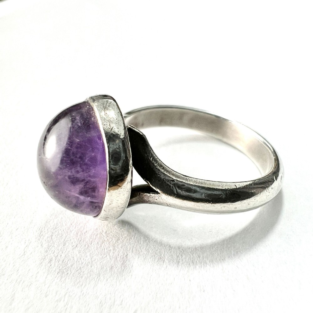 Vintage Amethyst Modernist Silver Ring by Niels Erik From View II