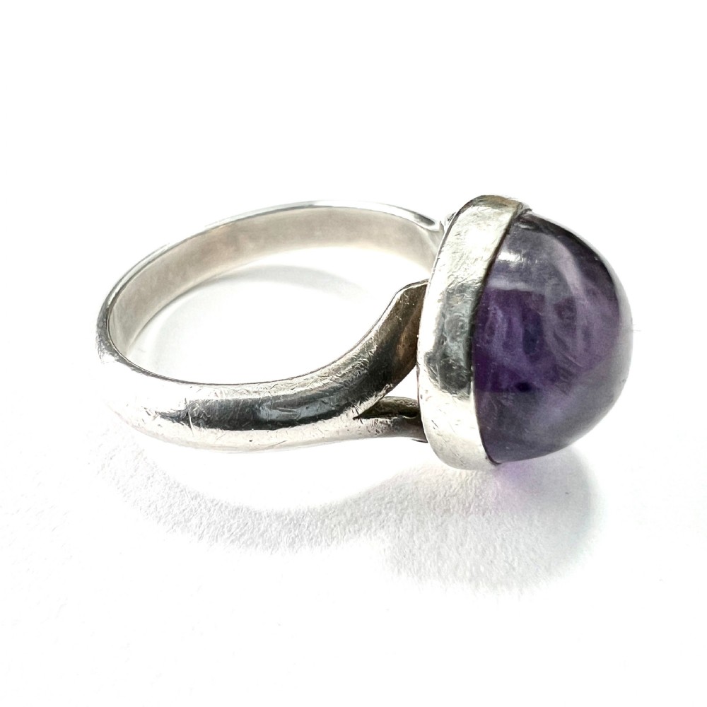 Vintage Amethyst Modernist Silver Ring by Niels Erik From View III