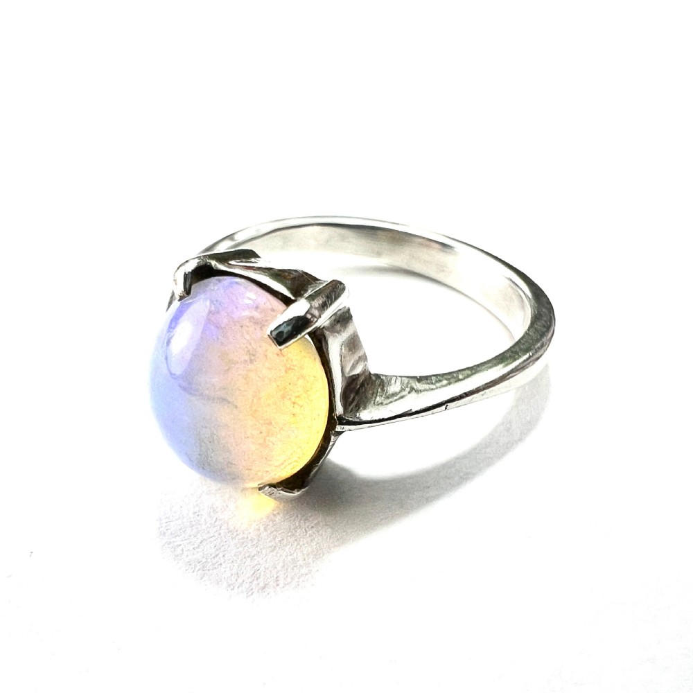 Art Deco Opal Solitaire Sterling Silver Ring  View IV
