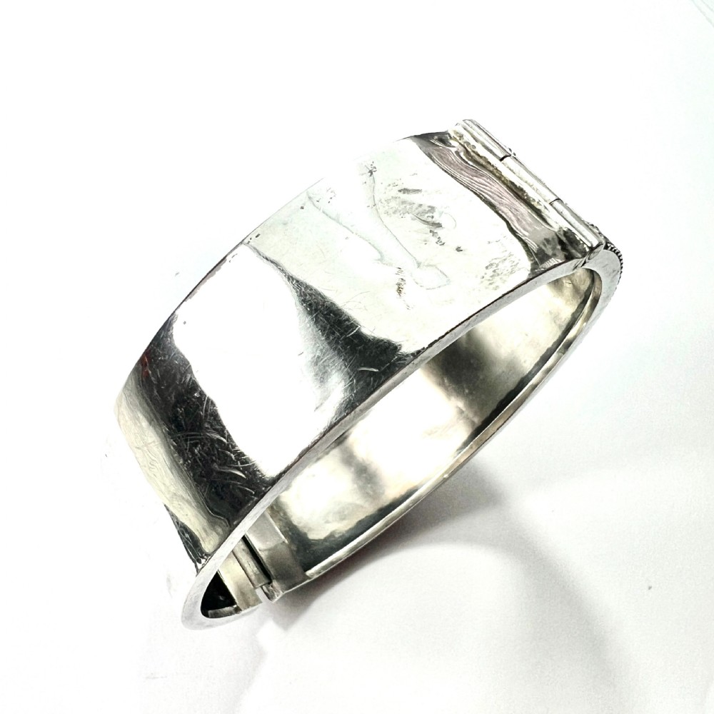 RESERVED for PR • Victorian Silver and Gold Hinged Cuff Bangle View VIII