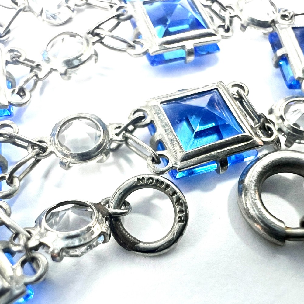 Art Deco Platinon Sapphire Glass Necklace View IV