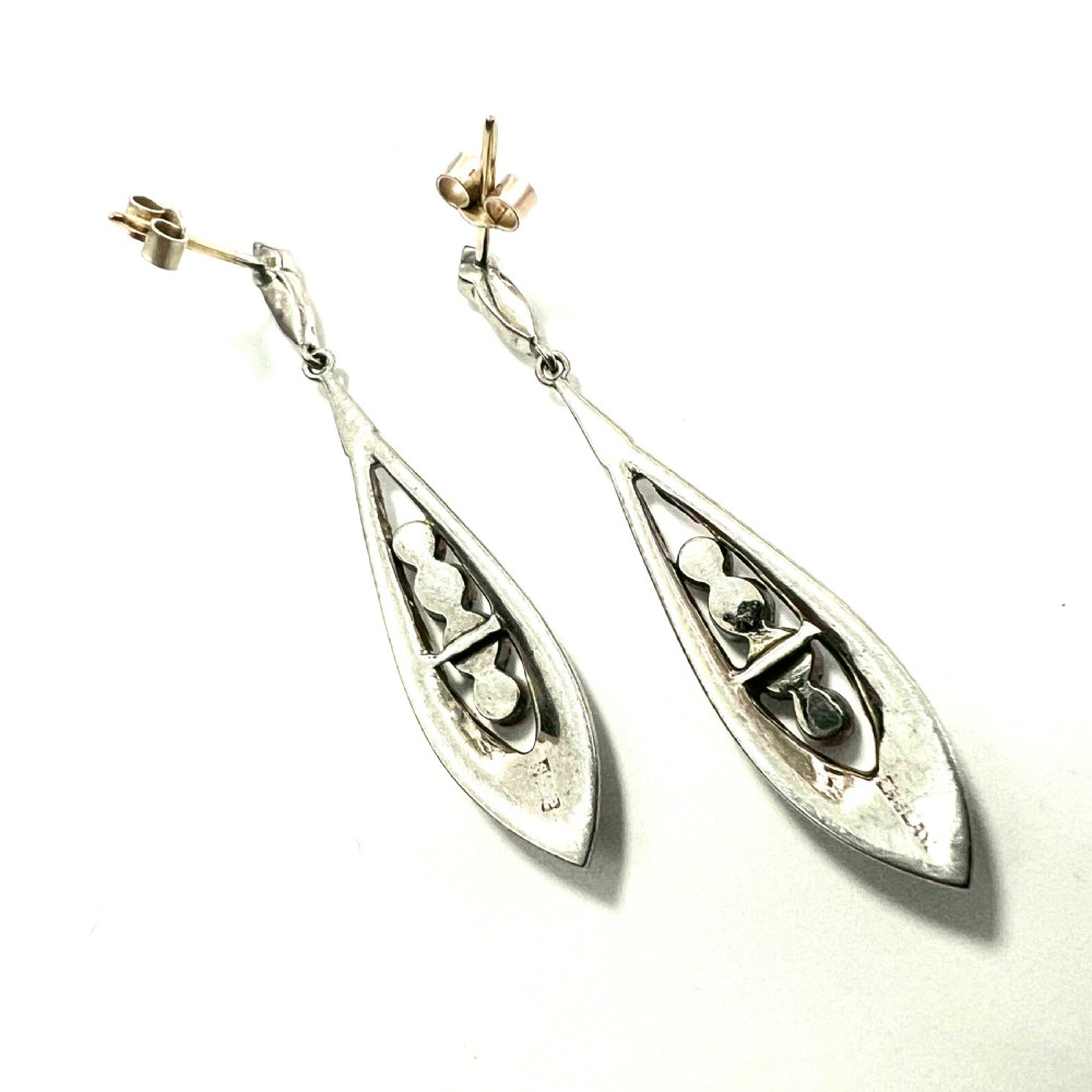 Vintage Ciro Art Deco Sterling Silver Paste Drop Earrings View VII