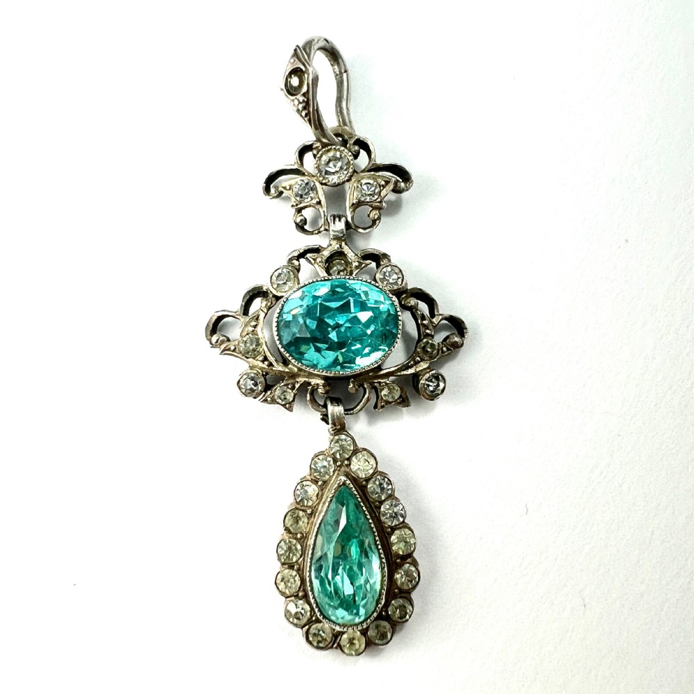 Antique Paste Aquamarine Silver Pendant
 View IV