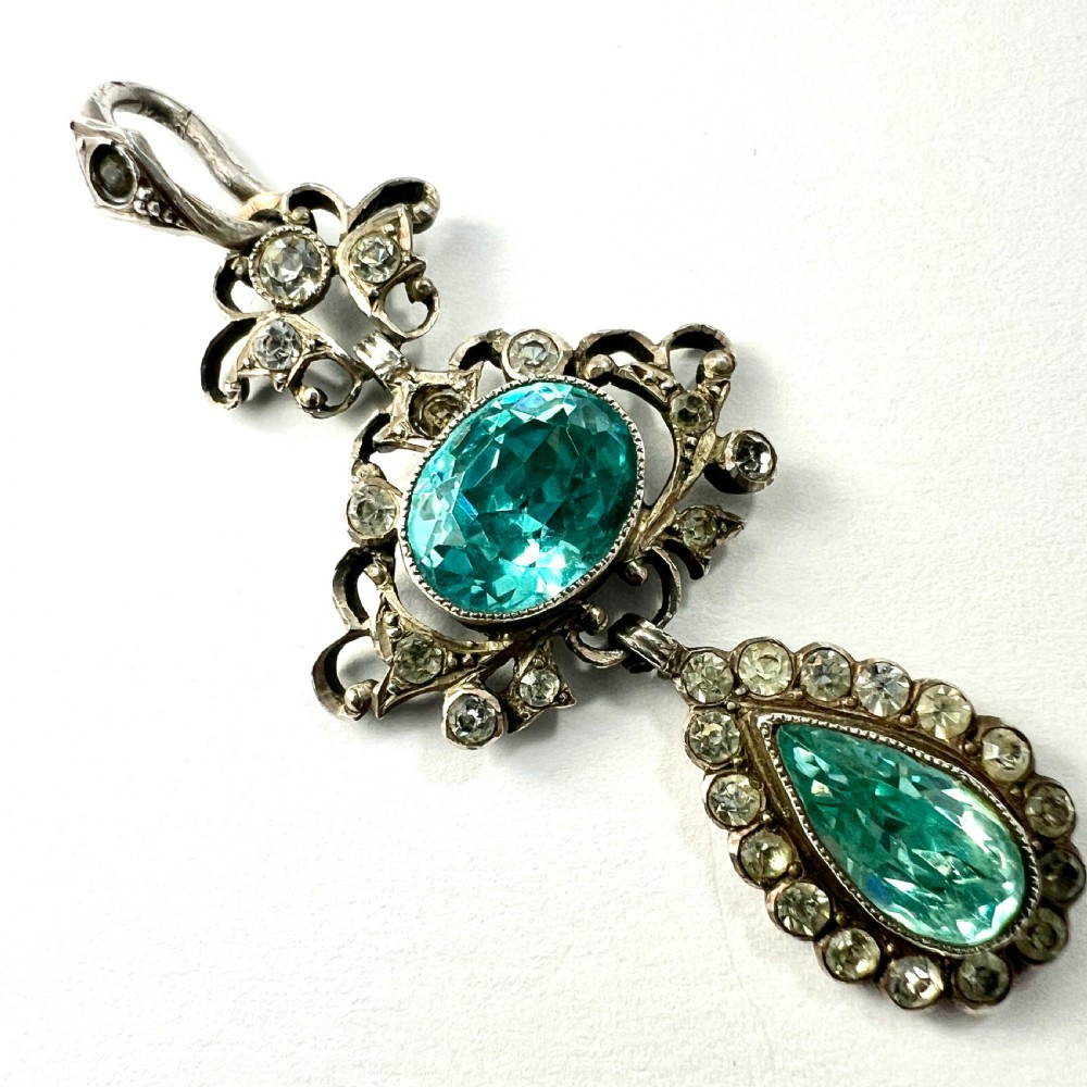 Antique Paste Aquamarine Silver Pendant
 View V