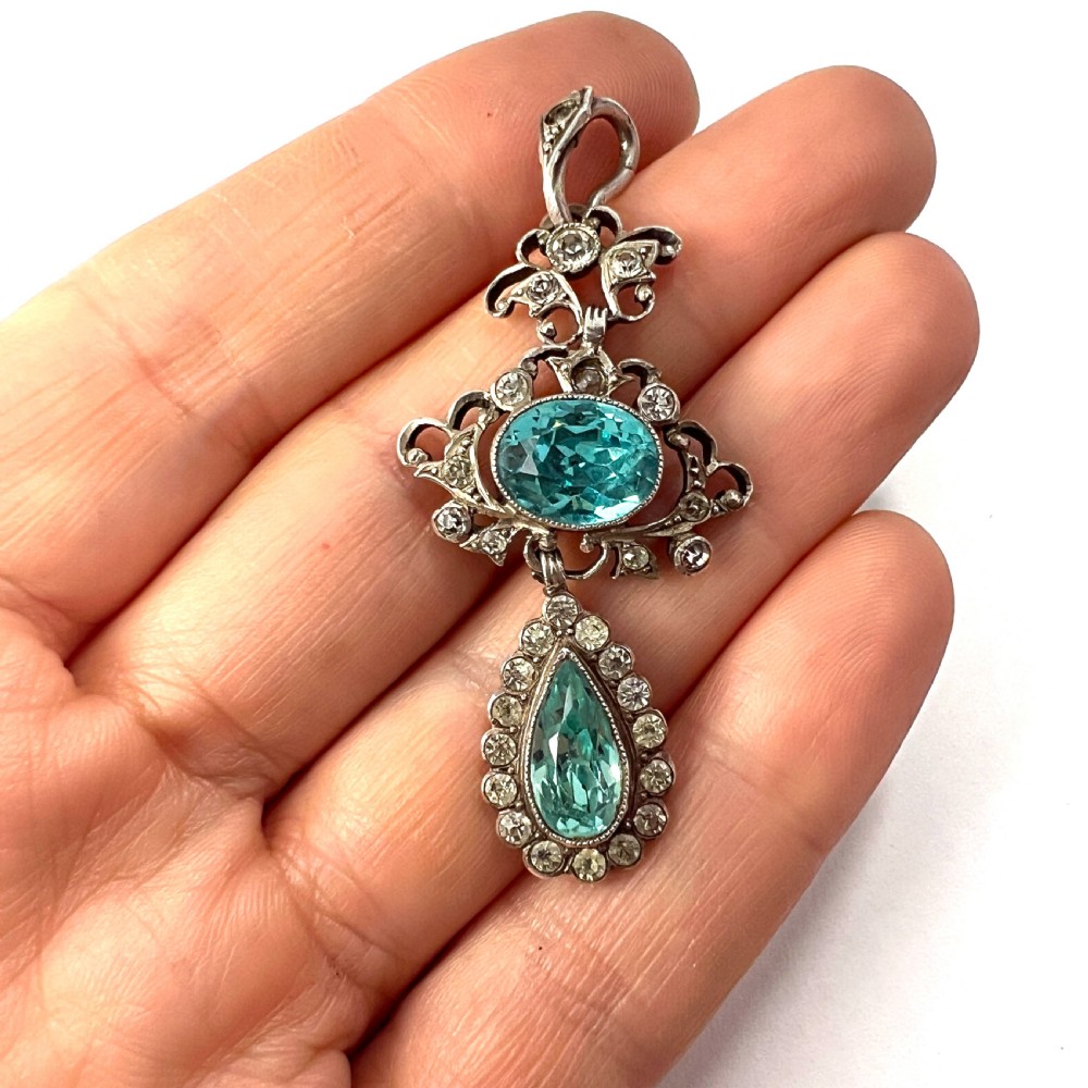 Antique Paste Aquamarine Silver Pendant
 View VI