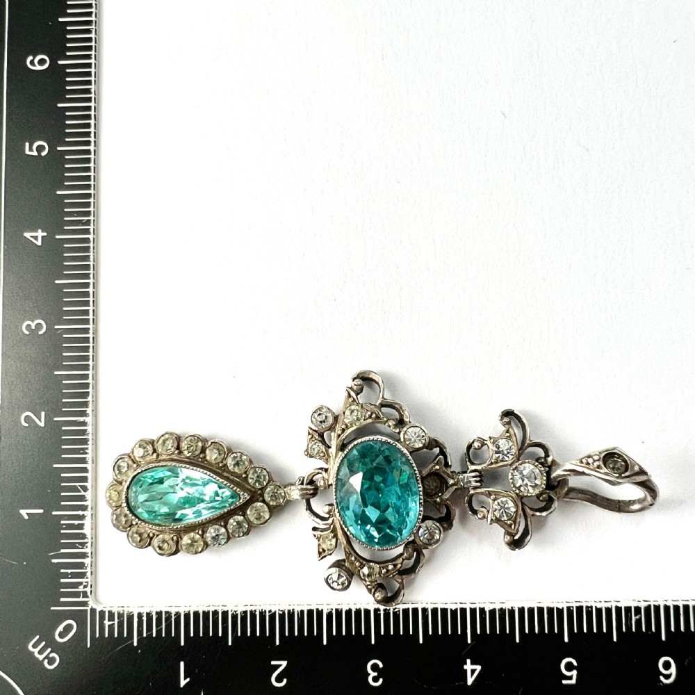Antique Paste Aquamarine Silver Pendant
 View VII
