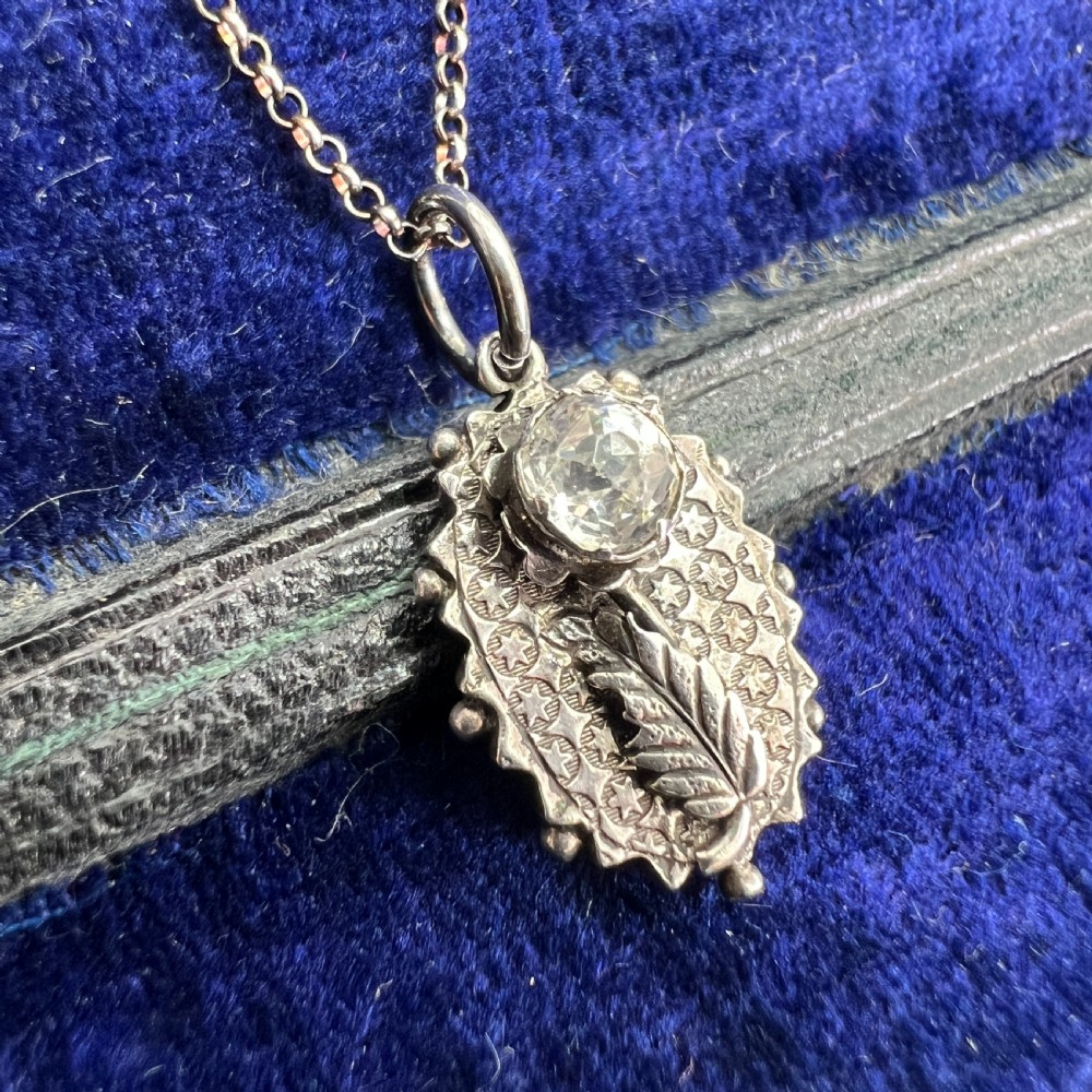 Victorian Silver Star Pendant Necklace with Diamond Paste View III