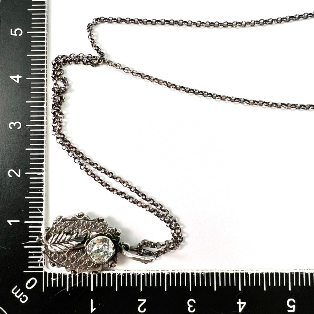 Victorian Silver Star Pendant Necklace with Diamond Paste View VII