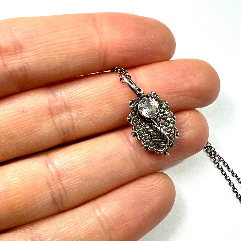 Victorian Silver Star Pendant Necklace with Diamond Paste View VIII